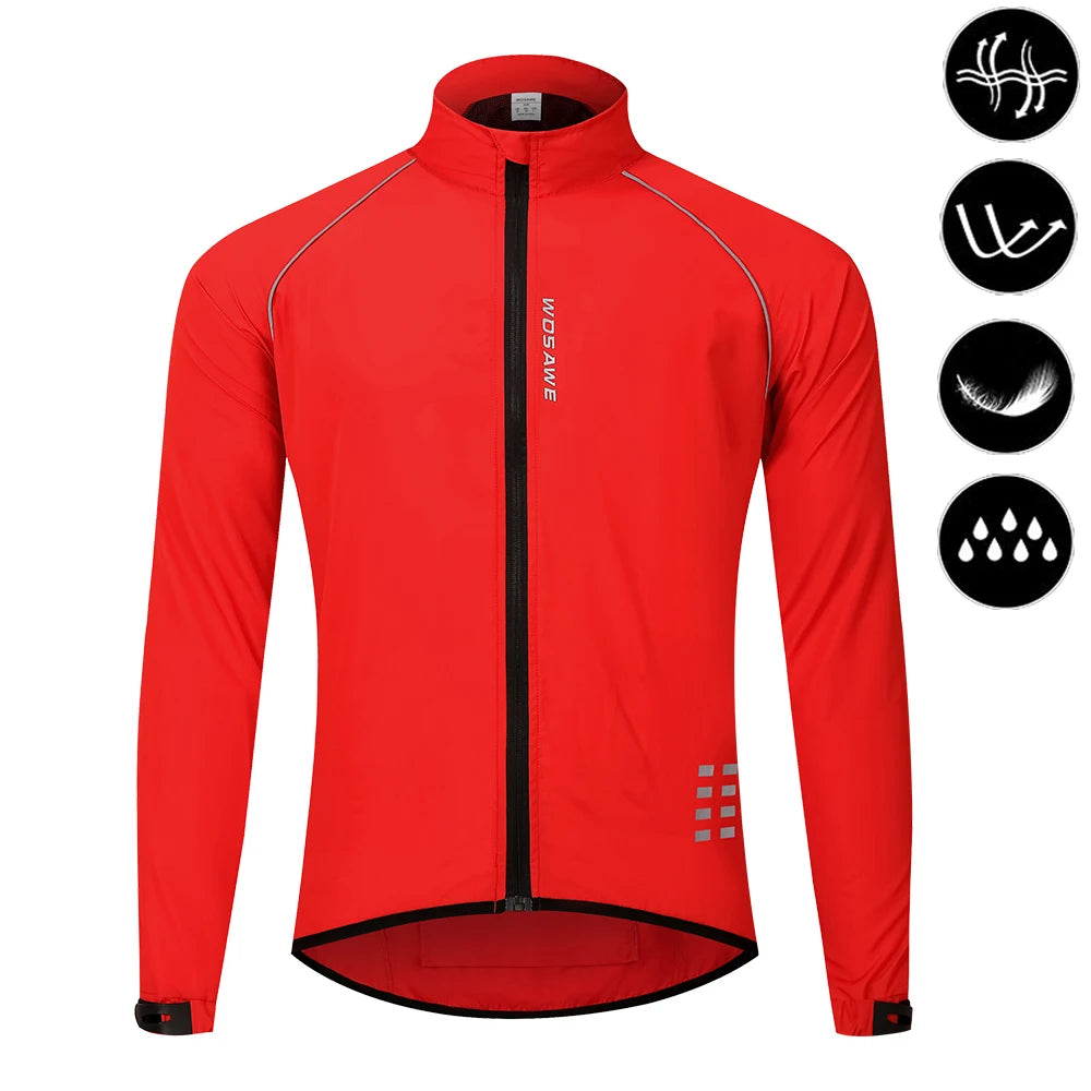 WOSAWE Men’s Ultralight Windproof Cycling Jacket – Reflective & Long Sleeve